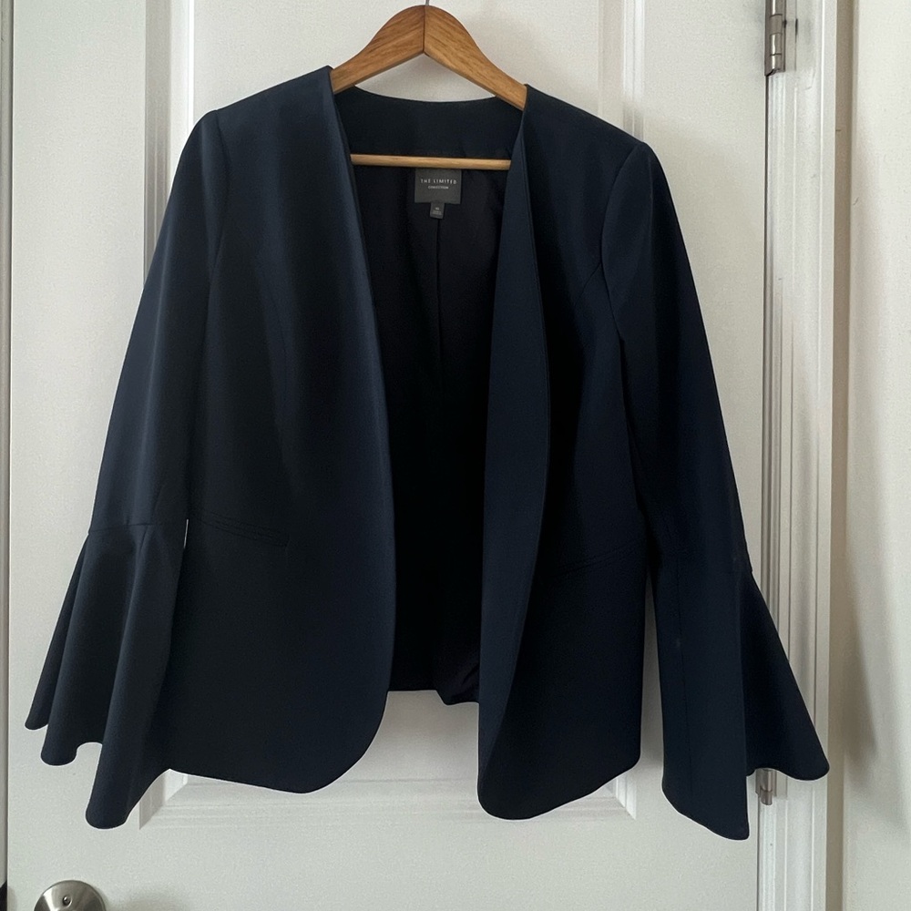 The Limited Navy Blazer with Flared Sleeves